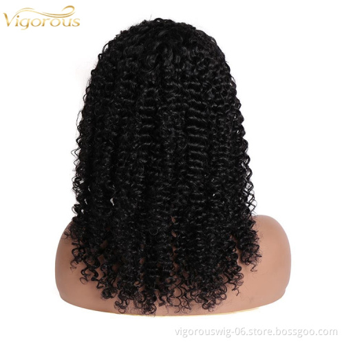 Wholesale Black 20 Inch Body Wave Cheap Women's Raw Brazillian Real Human Hair Half Wigs With Ice Silk Headband Clipin Curly